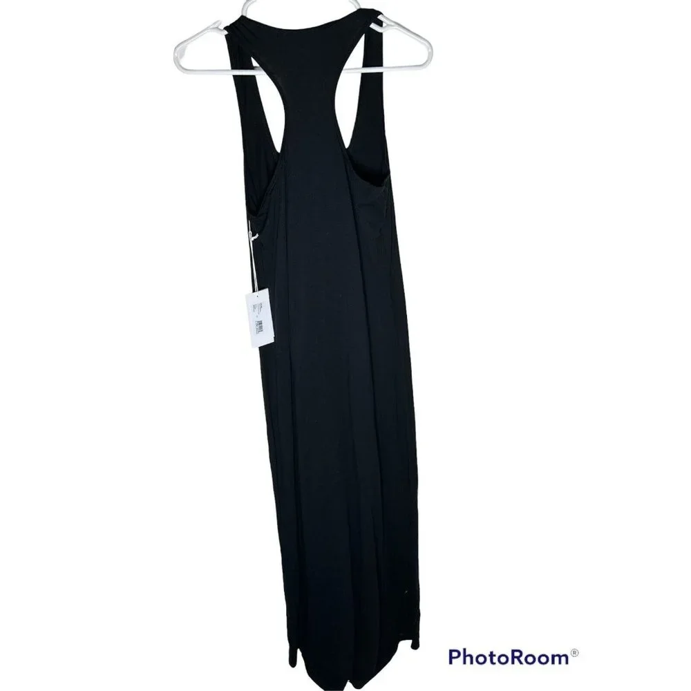 Calme by Johnny Was Black Racer Back Knit Maxi Dress Size Medium NEW